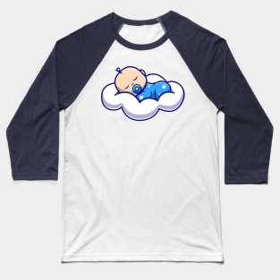 Cute Baby Sleeping On Cloud Pillow Cartoon Baseball T-Shirt